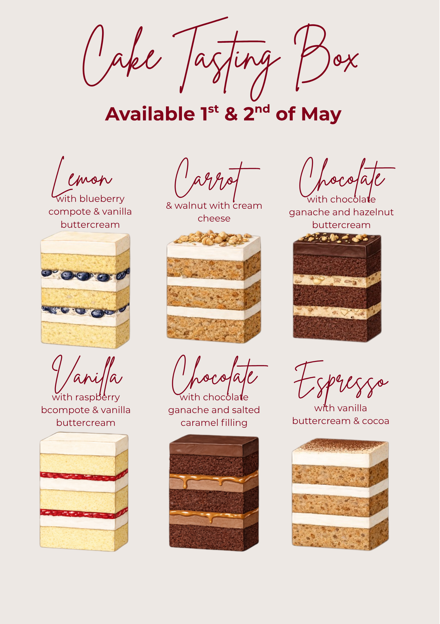 Cake Tasting Box (1st & 2nd of May)